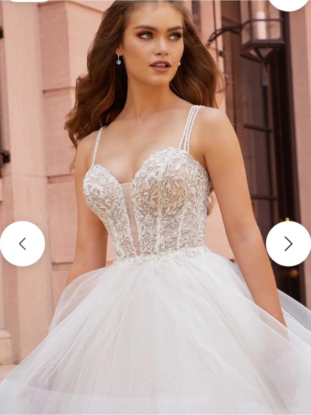 Mori Lee White Sparkling Layered Tulle Ball Gown - Picture 3 of 4